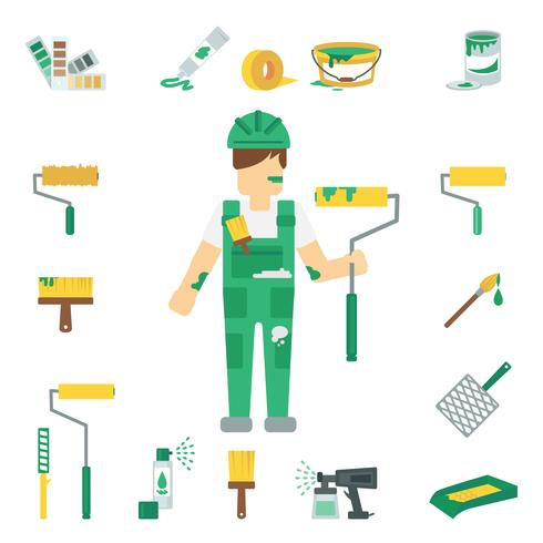 House Painter Flat Set vector