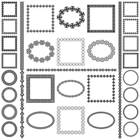 Ethnic borders set.  Round and square frames.  vector