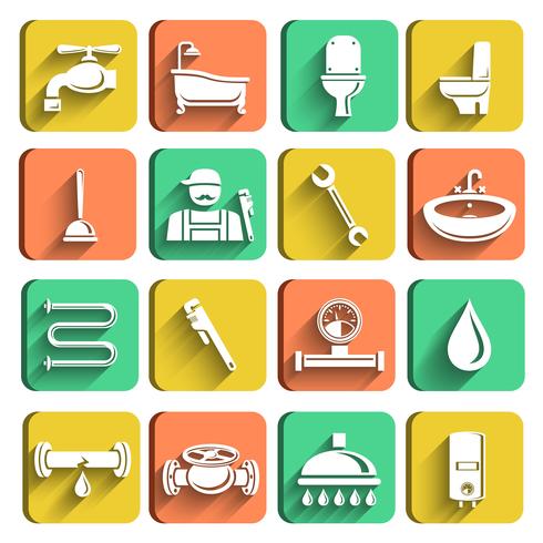 Plumbing Tools Icons Set vector