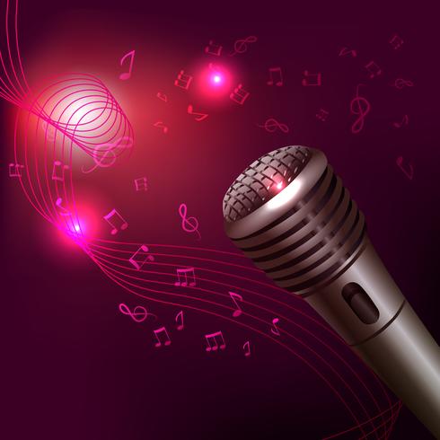 Music background with microphone vector