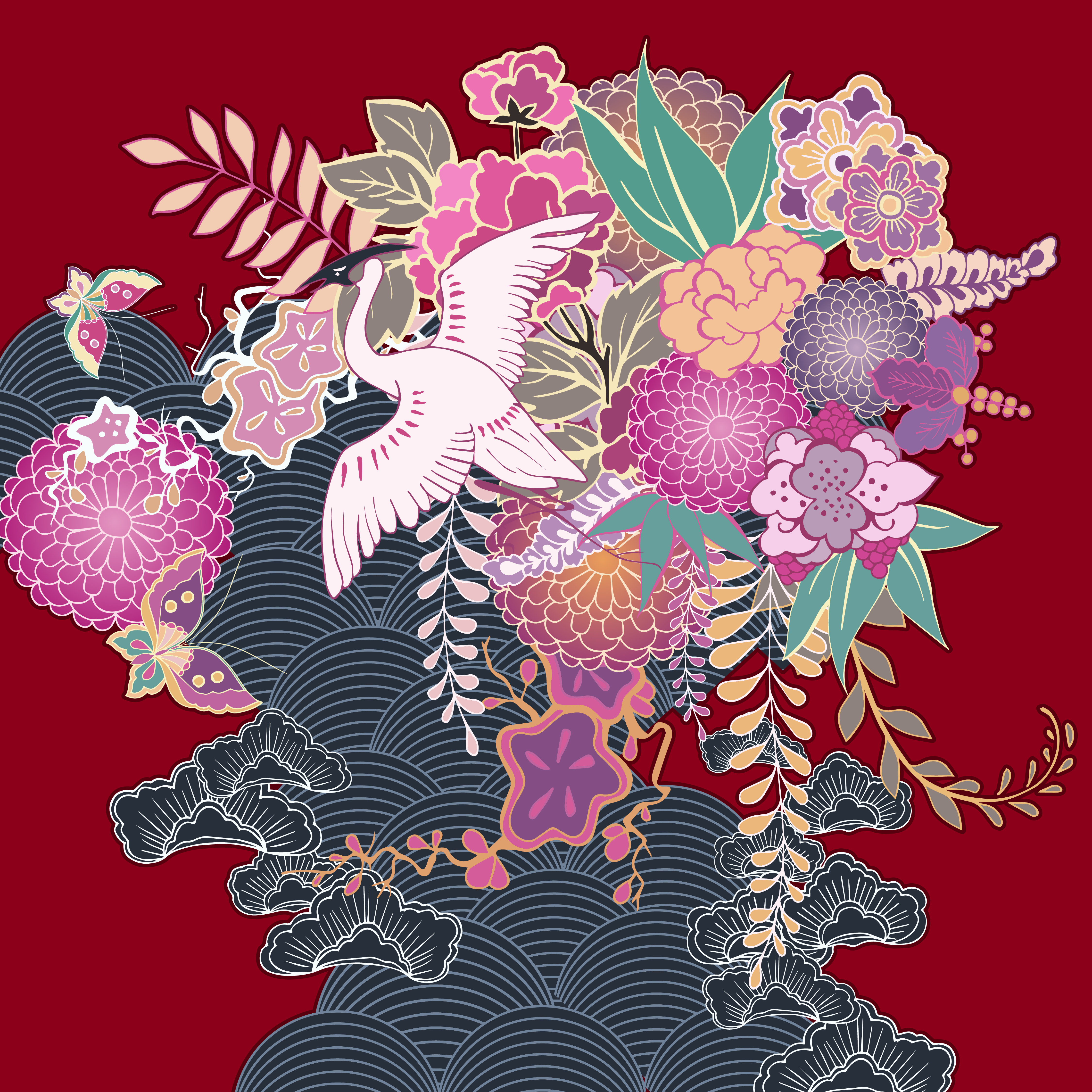 Vintage kimono floral motif  435509 Download Free Vectors 