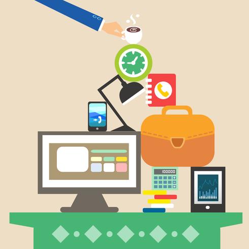 workplace and business objects for hard work vector