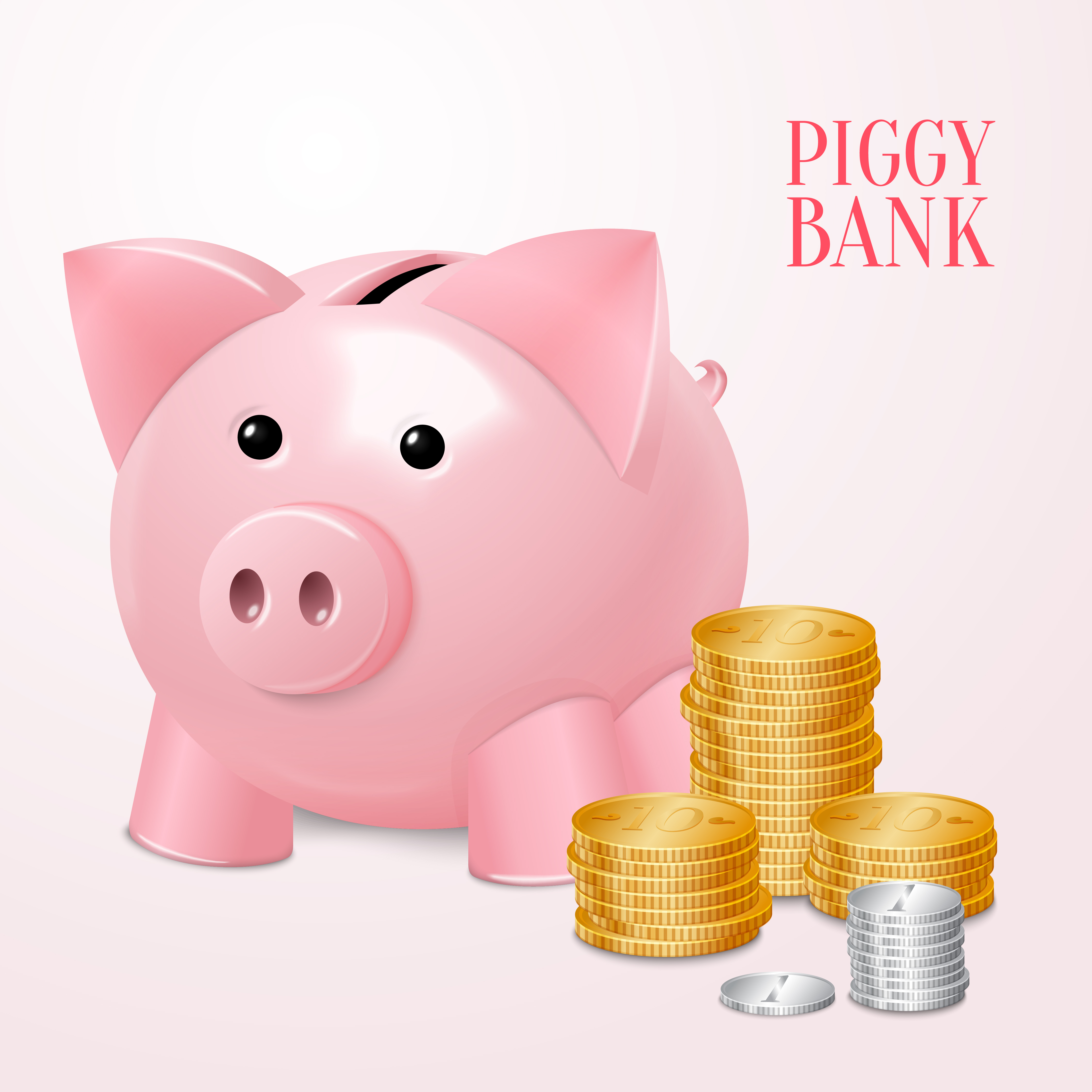 Piggy bank with coins print 435521 Vector Art at Vecteezy