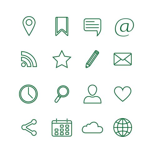 Contour social media icons set vector