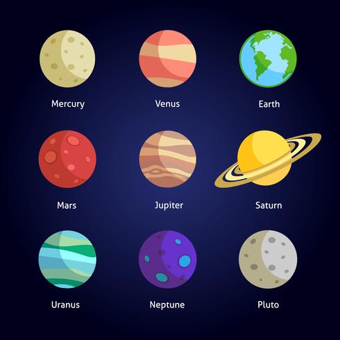 Conjunto decorativo de planetas vector