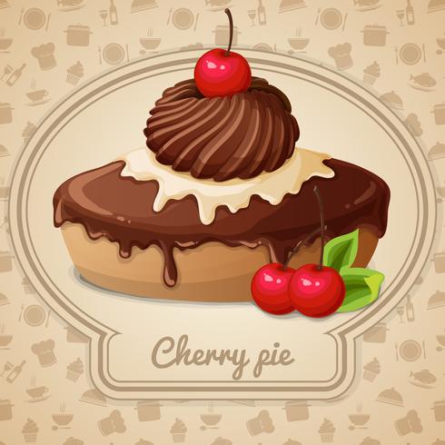 Cherry pie emblem vector