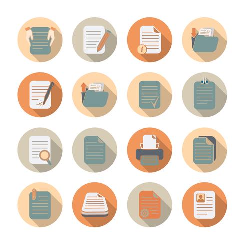 Documents Files and Folders Icons Set vector