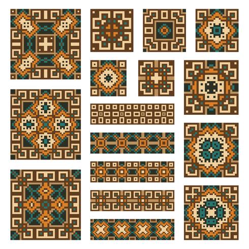 Establecer colecciones de bordes geométricos y azulejos. vector