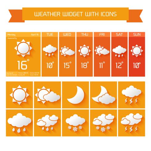 Weather widget icons set vector