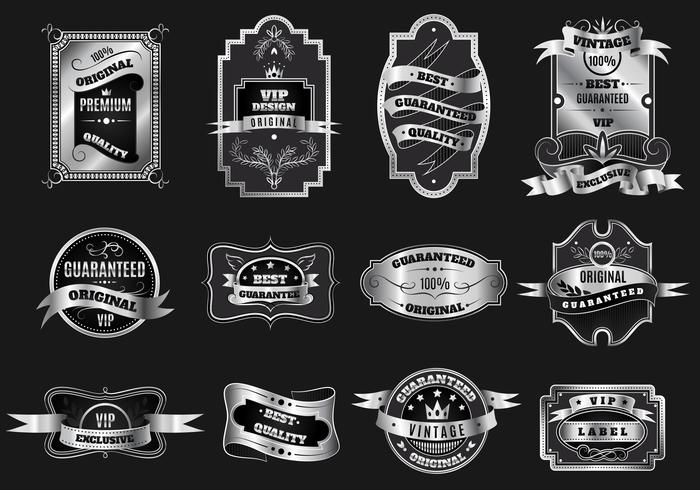 Retro original silver emblems labels collection vector
