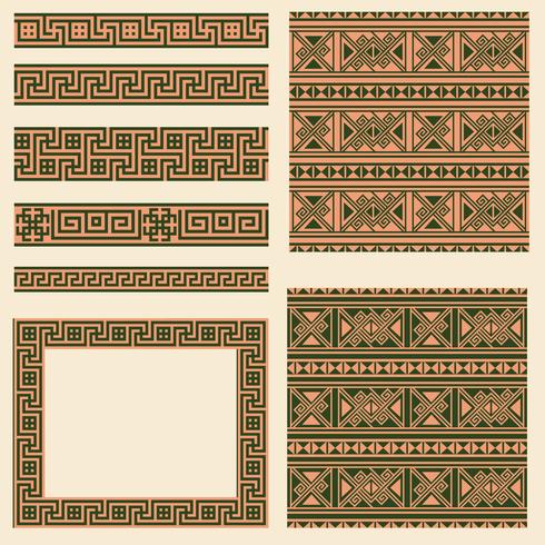 Colecciones determinadas del vector de elementos étnicos del diseño de Grecia. Modelo ornamental ornamental, marco y bordes