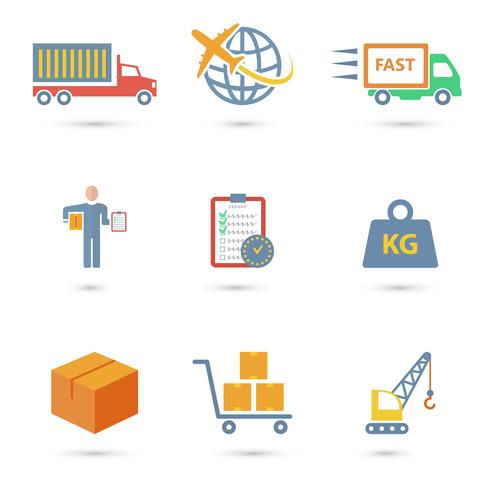 Logistic icons flat vector