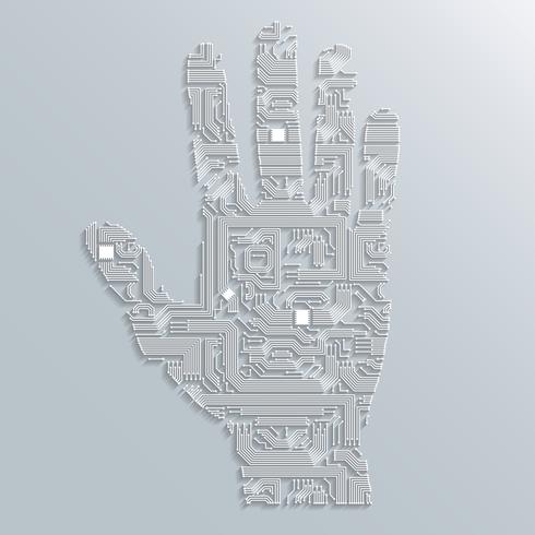 Circuit board hand vector