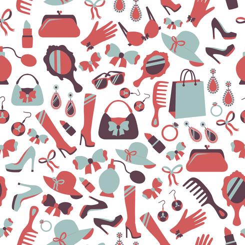 Seamless woman accessories background vector