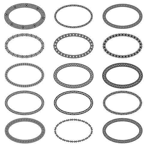 Monochromatic ethnic oval frames in collection vector