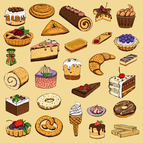 Collection of sweet pastries vector