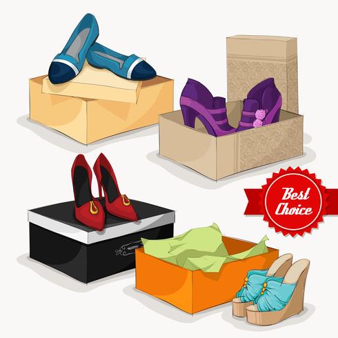 Fashion collection of woman's shoes vector