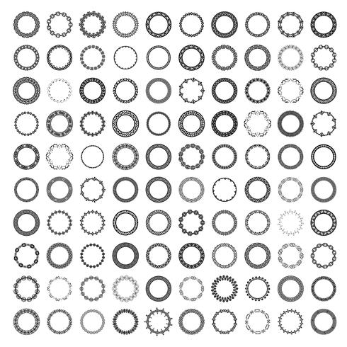 Mega set de 100 de los marcos redondos más populares. vector