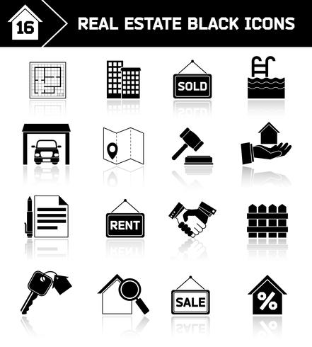 Real estate icons black vector