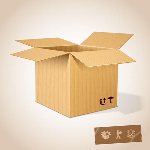 Open realistic cardboard box vector