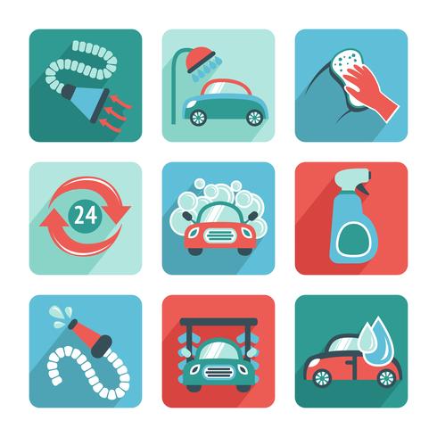 Car Wash Icons Flat vector