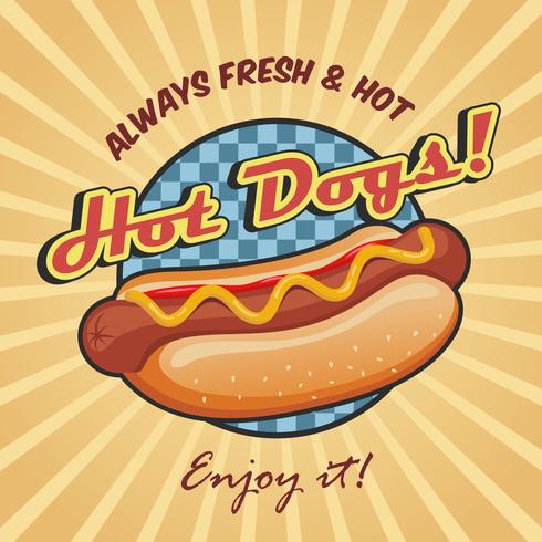 American hot dog poster template vector