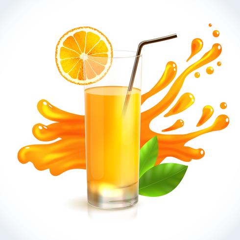 Splash de jugo de naranja vector