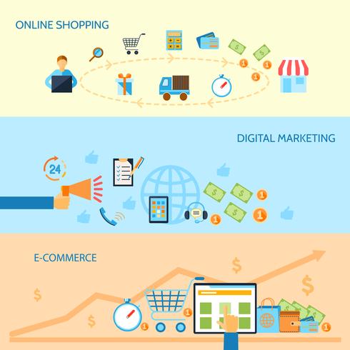 Shopping e-commerce banner vector