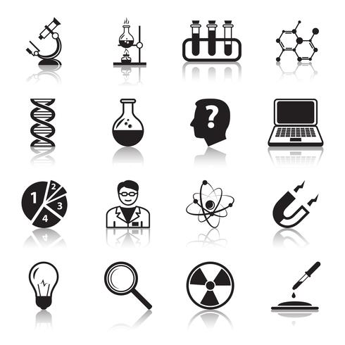 Chemistry or biology science icons set vector
