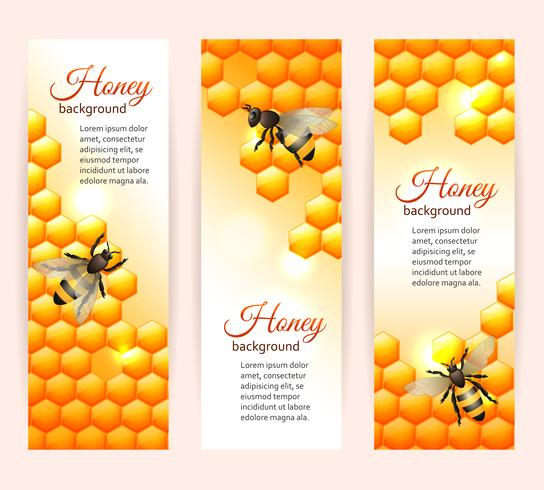 Bee banners vertical vector