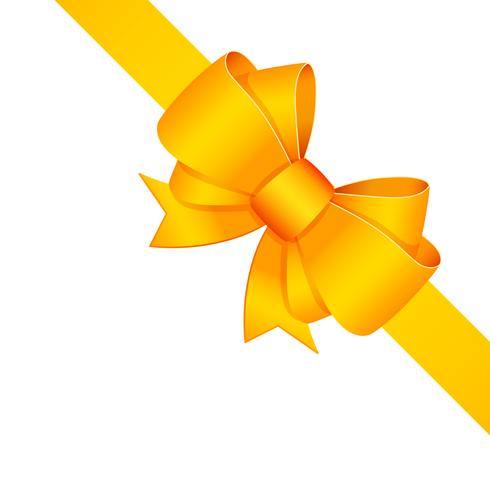Yellow decorative bow with ribbon isolated vector