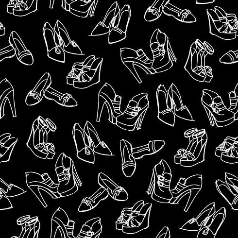 Seamless shoes sketch pattern vector