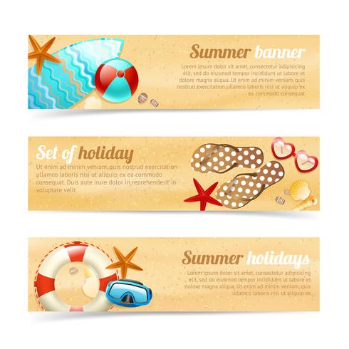 Collection of banners with summer holiday vacation vector