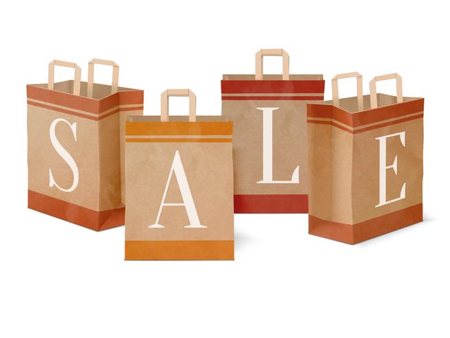 Sale paper shopping bags vector