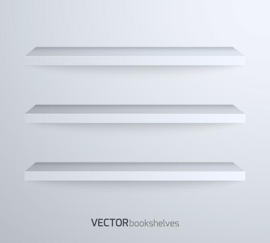 Empty book shelves vector