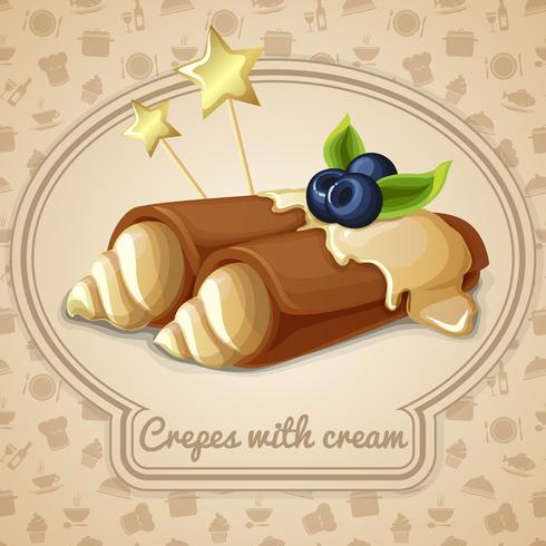 Crepes with cream emblem vector