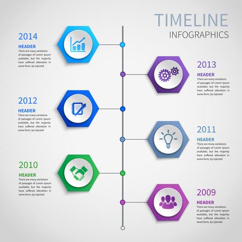 Infografía de línea de tiempo de papel vector