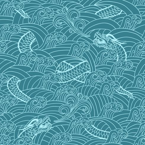 Asian pattern with dragon background vector