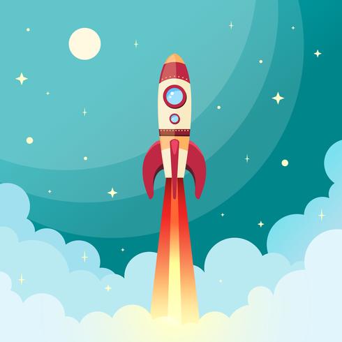 Space rocket print vector