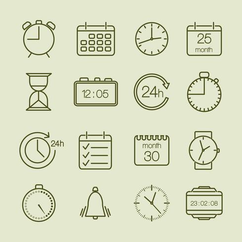 iconos simples de tiempo y calendario vector