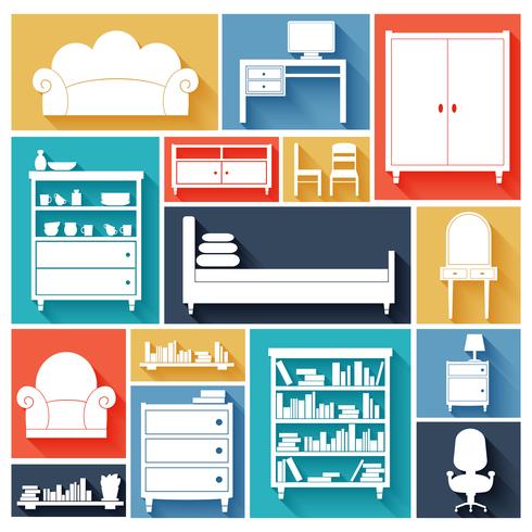 Furniture icons set vector