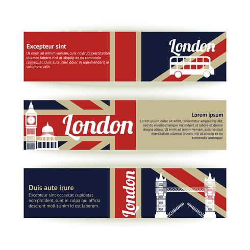 Collection of banners and ribbons with London landmarks vector