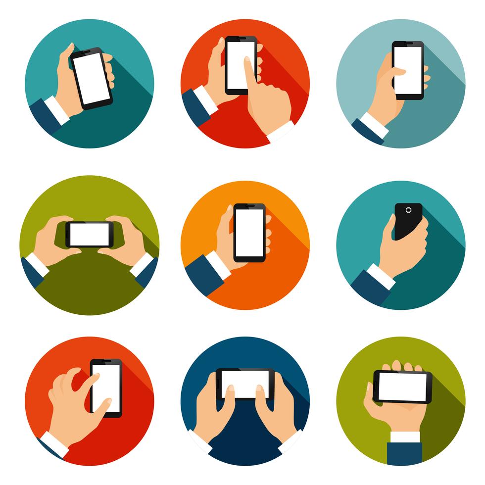 Hands with Phones Icons Set 435880 Vector Art at Vecteezy