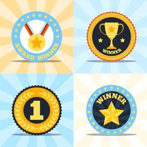 Label flat winner set vector