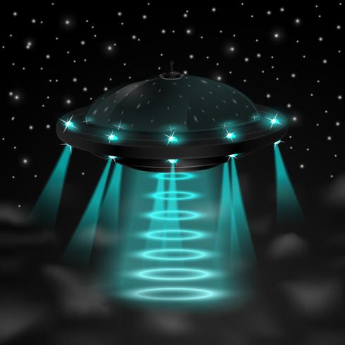 Flying ufo in the night vector