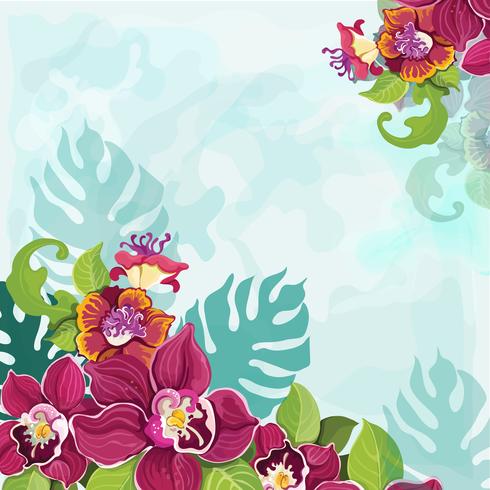 Tropical flower background vector