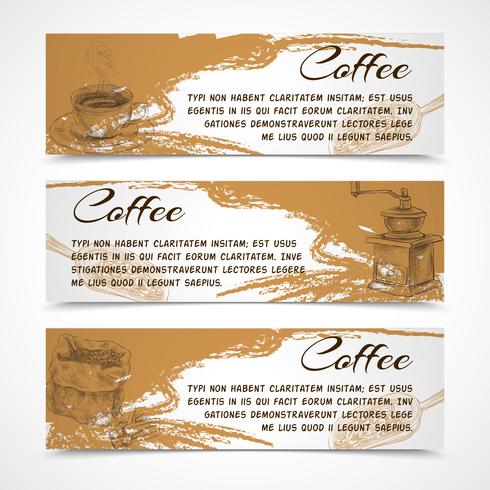 Horizontal  retro coffee set banners vector