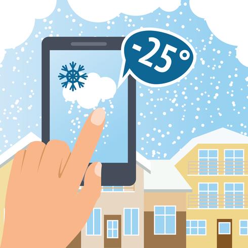 Weather smart phone snow vector