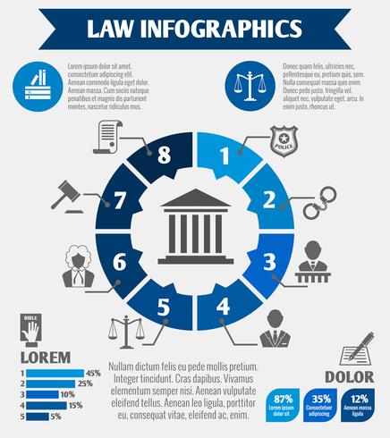 Infografía de iconos de ley vector