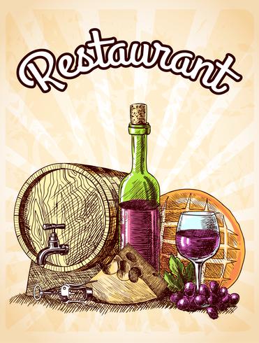 Wine cheese and bread poster vector